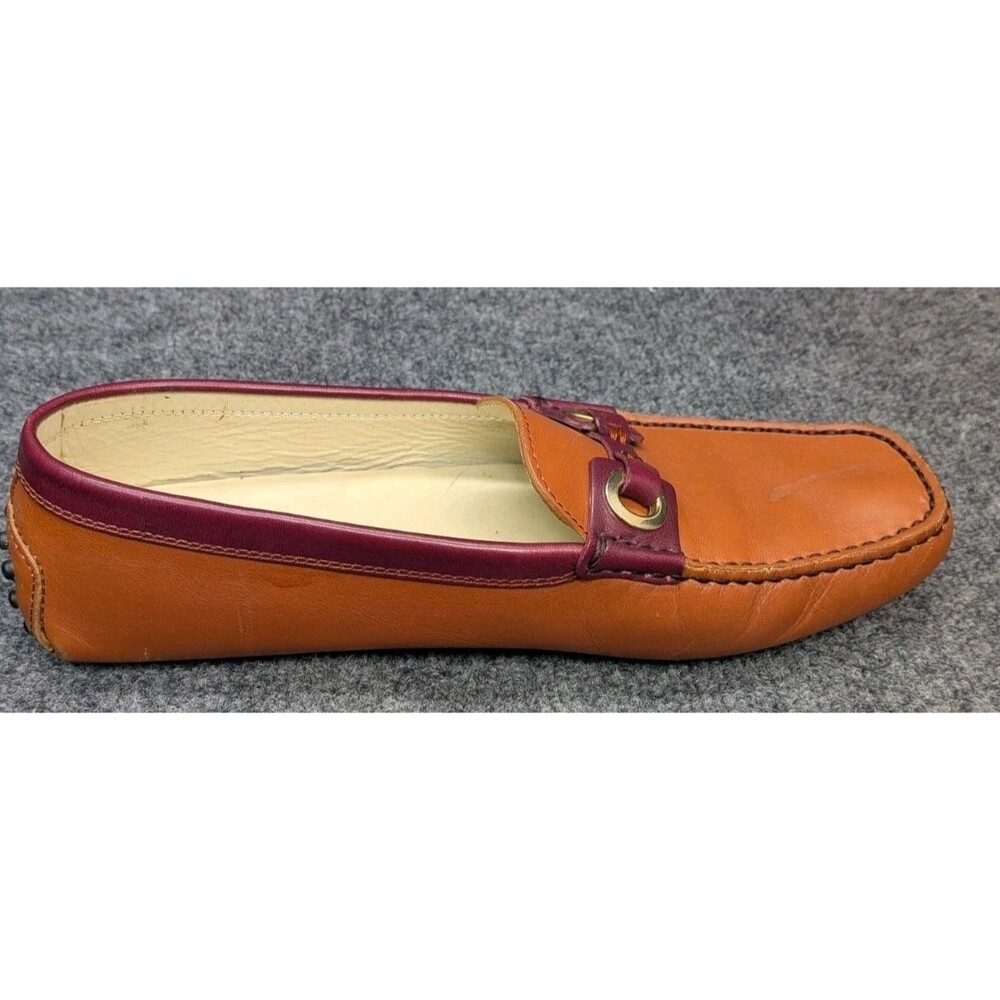 Tod's Women's Leather Driving Loafers Brown Burgundy Size 39 Italy Pebbled Sole - Picture 9 of 16